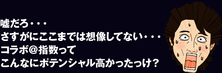 嘘だろ・・・さすがにここまでは想像してない・・・コラボ@指数ってこんなにポテンシャル高かったっけ?